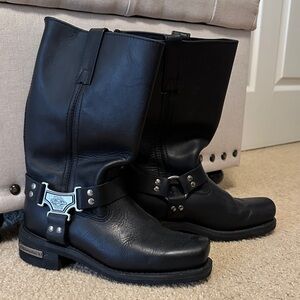 Black Leather Combat & Moto Boots